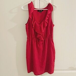 Forever 21 Ruffle Front Above-Knee Dress Magenta Size Medium
